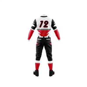 Uniforme de Béisbol Personalizado para Hombre en Negro, Rojo y Blanco, Sublimado, de Poliéster, Protector, Conjunto de Camiseta y Pantalones para Equipo Adulto - Product Image 2