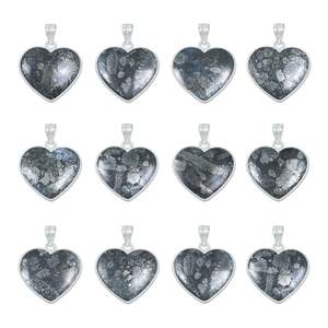 High Quality Marcasite <b>Heart</b> Pendants Silver-Plated Handmade Antique Silver Gray Wholesale Healing Gemstone Pendants - Product Image 2