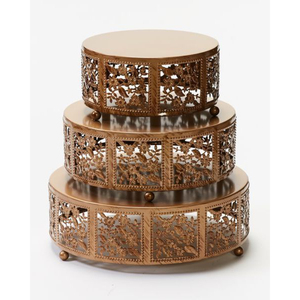 Ensemble de plateaux décoratifs en métal doré rose à 2 niveaux, couleur blanche, finition poudrée, forme rectangulaire, support à gâteau de luxe pour la présentation à la maison - Product Image 6