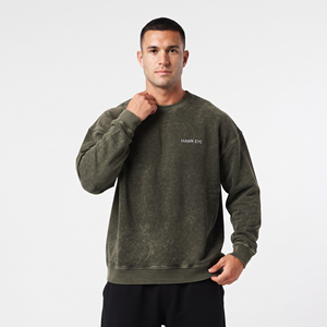 Sudadera de Algodón con Lavado Ácido para Hombre, Estilo Moderno, Hombros Caídos, Logotipo Personalizado en la Parte Delantera, Venta al Por Mayor, Suministro OEM ODM - Product Image 3