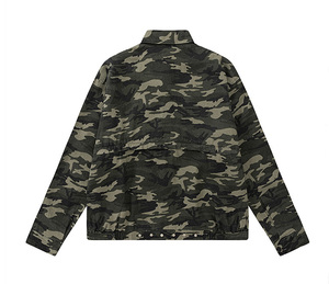Custom Y2K <b>Star</b> Applique Camouflage Utility <b>Jacket</b> Cotton Twill Zip Up Oversized Streetwear Camo <b>Jacket</b> - Product Image 3