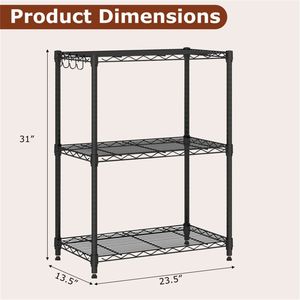 Libreria Industriale Nera a 3 Ripiani con Protezioni Anti-Caduta, Capacità 33 Libbre per Ripiano, Organizzatore per Stoccaggio - Product Image 3