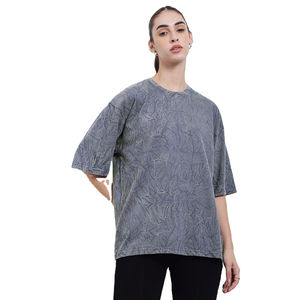 Camiseta de Mujer con Lavado Ácido, Corte Regular, Estilo Urbano Informal, Personalizable OEM, Marca Privada, Estilo Vintage, Ligera, Ecológica, para Verano - Product Image 2