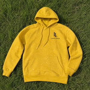 Sweat à capuche jaune pour homme avec strass, logo personnalisé, streetwear, molletonné, manches longues, décontracté, mode hiver - Product Image 6
