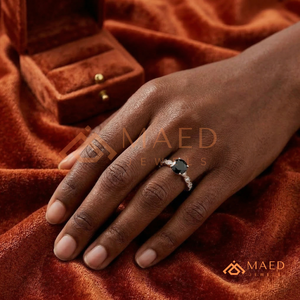 Anillo de compromiso vintage de oro rosa de 2 quilates con moissanita negra de corte brillante redondo y anillo de boda de oro blanco de 14 quilates con corte marquesa para mujer - Product Image 4