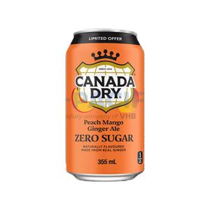 CANADA DRY PEACH MANGO GINGER ALE <b>ZERO</b> <b>SUGAR</b> CAN 355ML CANADA ORIGIN - Product Image 2