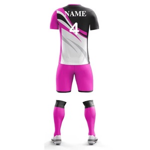 Maillot de football personnalisé durable 100% polyester rose noir blanc col en V sans manches anti-transpiration unisexe adulte toutes saisons - Product Image 2