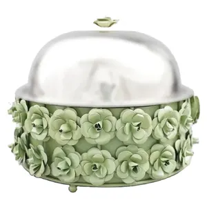 Support à fleurs de couleur verte Hotpot Casserole de luxe faite à la main de meilleure qualité Boîte de couleur minimaliste en métal arabe Couvercle en acier inoxydable