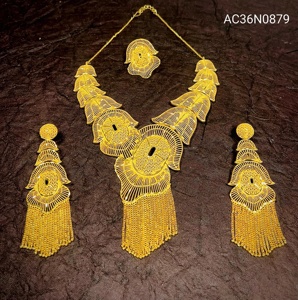 Gold Plated Tassel <b>Statement</b> <b>Necklace</b> Set Women's Bohemia Geometric Earrings Party Wedding Jewelry - Product Image 2