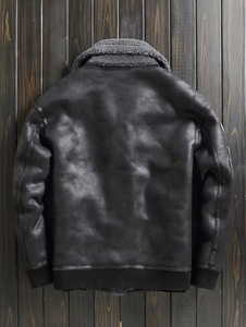 Wholesale Faux Sheepskin Vintage PU Leather Waterproof Breathable Windproof Motorcycle Jacket Men - Product Image 5