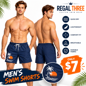 Shorts de bain Regal pour hommes avec cordon de serrage, shorts de plage légers avec poche latérale, shorts de sport athlétiques - Product Image 1