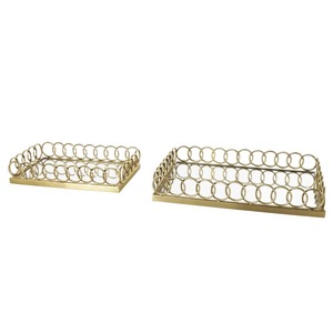 Rectangular <b>Mirrored</b> Storage <b>Tray</b> With Metal Frame Minimalist Design For Table Top Organization - Product Image 4