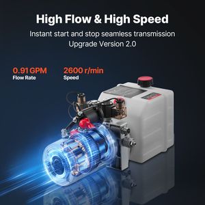 Pompa Idraulica a Doppio Effetto da 3 Quarti per Rimorchio, Pressione Massima 3200 PSI, Portata 0,91 GPM, DC 12V - Product Image 5