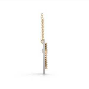 Collier pendentif croix religieuse en or 18 carats avec diamants de laboratoire, croix pavée bicolore, bijoux fins pour femmes - Product Image 3