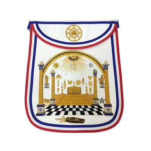 Custom Embroidered 3D Classical Style Freemason Regalia Badges with Red/White/Gold Trim <b>Sew</b>-On Lodge Shape Safety <b>Pin</b> Attachment - Product Image 4