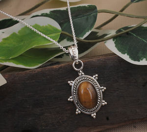 Colgante de Tigre Natural Vintage al por Mayor, Plata de Ley 925, Chapado en Platino, con Gema Rosa en Forma de Corazón, Fabricante de Joyería al por Mayor - Product Image 4