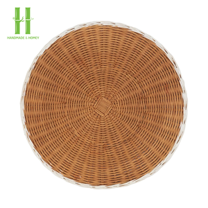 Assiettes de présentation rondes en rotin tressé faites à la main, design moderne, décoration murale, dessous de plat en rotin fleuri, fabriquées au Vietnam - Product Image 6