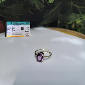 Certified Amethyst Gemstone <b>Adjustable</b> <b>Ring</b> | Natural Purple Crystal for Men & Women - Product Image 1