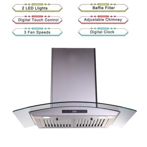 Cappa aspirante da parete da 30 pollici con 700 CFM, pannello touch in vetro temperato e controlli LED ventilati - Product Image 6