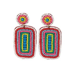 Elegantes Pendientes de Aro de Lujo con Cuentas de Vidrio Bordadas a Mano, Modernos y a la Moda para Bodas, Fiestas y Eventos Festivos, Estilo Boho - Product Image 2