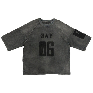 High Quality Men's Tshirt Drop Shoulder Regular Fit Short Sleeve Screen Print Acid Wash Printed Crew Neck 100% Cotton Knitted - Product Image 1