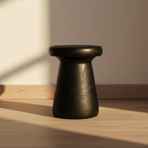 Taburete de Madera de Teca Hecho a Mano Moa, Diseño Minimalista Contemporáneo, Acabado Ecológico, Decoración para el Hogar, Muebles para Cafeterías y Resorts - Product Image 3