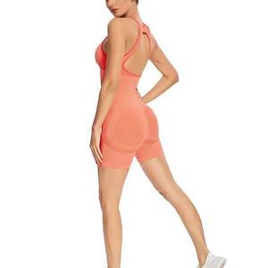 Ensemble de 2 shorts de yoga unis, nouvelle conception personnalisée, anti-bactériens, respirants, séchage rapide, écologiques, taille haute, Spandex/Nylon - Product Image 6