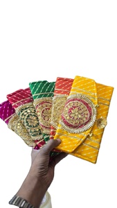 Embrayages décontractés traditionnels pour femmes multicolore Lehriya Gotta Patti sac à main de travail pour mariage pooja cadeaux faveurs de fête indiennes - Product Image 2