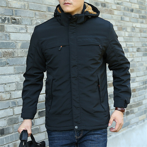 Custom Logo OEM Wholesale Men's Navy Blue Hooded Sherpa Lined 20k Waterproof Windproof Winter Snowboard <b>Ski</b> Jacket - Product Image 5