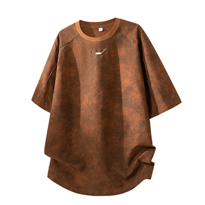 Camiseta de Manga Corta para Hombre, con Logotipo Personalizado OEM, Estilo Minimalista Tie-Dye, Cuello Redondo, Hombros Caídos, Transpirable, de Seda Helada, para Uso Diario Informal de Verano - Product Image 1