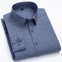 Kemeja Pria Lengan Panjang Motif Heather Kancing Depan Slim Fit 100% Katun Berbahan Halus Kerah Turn-down Formal Bisnis