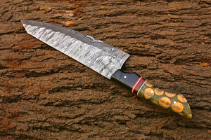 Couteau de chef en acier Damas forgé à la main, lame de 8-9,9 pouces, manche en résine, style japonais, ambidextre, lame pleine, tranchant comme une lame de rasoir, couteau de cuisine - Product Image 3
