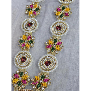 มาลาไข่มุกลายดอกไม้ทำด้วยมือพร้อมจี้ทับทิมสีแดงสำหรับงานแต่งงานพูจาและเทพเจ้า - Product Image 4