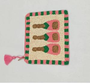 กระเป๋าใส่เหรียญลายตารางหมากรุกสีเขียวสำหรับกระเป๋าทรงสี่เหลี่ยม |   กระเป๋าคลัทช์ทำมือแบบปิดด้วยแม่เหล็ก |   ทนทาน กันน้ำ ทันสมัย - Product Image 6