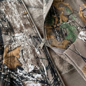 Sweat-shirt à capuche camouflage pour homme, fermeture éclair, coupe classique, respirant, en polyester tricoté, imprimé feuilles tactique, décontracté, pour l'automne - Product Image 2