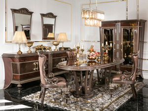 Juego de Comedor de Madera de Teca Sólida de Lujo Real, Tallado en Oro, 6 Sillas, Mesa de Cocina Imperial de Palacio, Muebles para Villa o Mansión - Product Image 3