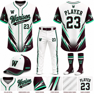 High Quality Baseball Uniform Kit Unisex Softball Sublimation Jersey Pants Socks And Caps Set With Customized Name And Number - Product Image 2