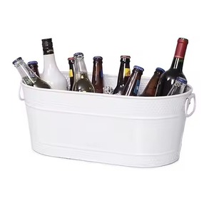 Modern Metal Ice Beverage Tub Stainless Steel Party Ice Cooler Bucket <b>Wine</b> Beer Chiller Tub Table Display Use - Product Image 5