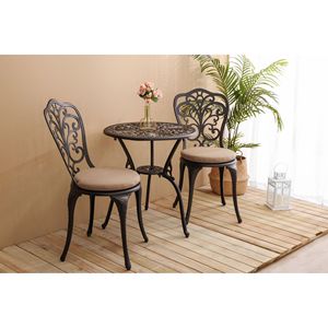 Best Seller Set da bistrot in alluminio da esterno resistente alla ruggine 3 pezzi con comodo cuscino - Product Image 5