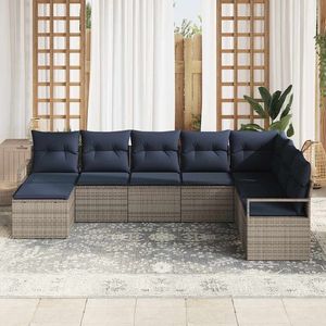 Juego de muebles de patio de ratán sintético gris de 8 piezas con cojines, juego de sofás - Product Image 3