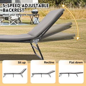 Lit de camping pliable robuste à 5 positions réglables pour adultes, en tissu Oxford 1200D, avec sac de transport, mobilier de camping - Product Image 3