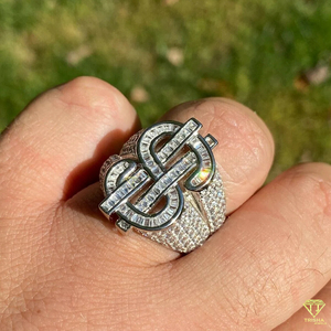 Moissanite Diamond <b>Ring</b> With Baguette Cut Stones Iced Out <b>Split</b> Shank And Bold Hip Hop Statement Design <b>Ring</b> For Men - Product Image 3