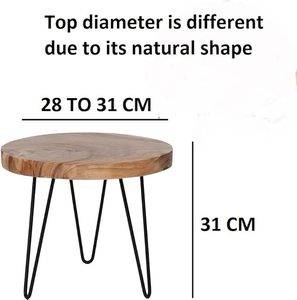 Round Wooden Side <b>Table</b> Hairpin Leg Accent <b>Table</b> Natural Wood Display Stand for Living Room Bedroom - Product Image 3