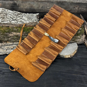 Custom logo leather <b>tool</b> <b>roll</b> organizer bags wholesale OEM supplier high quality handmade portable storage export quality - Product Image 6