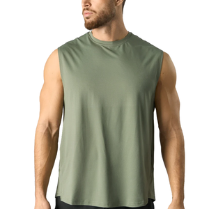 High Quality Custom Logo Gym 90% Polyester 10% Spandex Tank Top Sleeveless Running Breathable Workout with silicon printing logo - Product Image 2