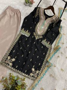 <b>TOP</b> PLAZZO DUPATTA CRAPE SILK SEQUNCE EMBROIDERY WORK SUIT - Product Image 4