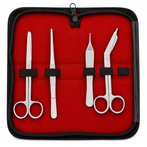Kit de retrait de sutures en acier inoxydable MEDSPO, ensemble d'instruments chirurgicaux, ciseaux, pinces, certifié CE, classe I, réutilisable, médical - Product Image 1