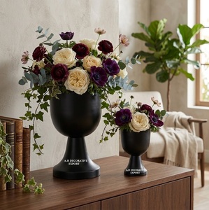 Modern Matte Black Pedestal <b>Vase</b> <b>Set</b> of 2 Nordic Style Chalice Flower Pots Luxury Wedding Centerpiece <b>Vase</b> <b>Set</b> for Home Decor - Product Image 1
