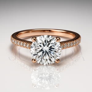 แหวนเพชรโมอิสซาไนต์ทรงกลมเจียระไนอย่างประณีตสำหรับผู้หญิง มีตัวเลือกสีเงิน ทอง และโรสโกลด์ จัดส่งฟรี เครื่องประดับอันหรูหรา - Product Image 3