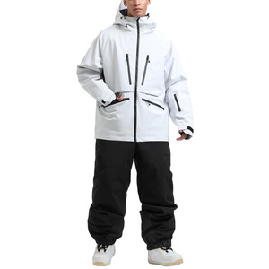 Veste de ski blanche à capuche pour homme, imperméable, fermeture éclair, isolation synthétique, vêtements de neige pour adulte - Product Image 6